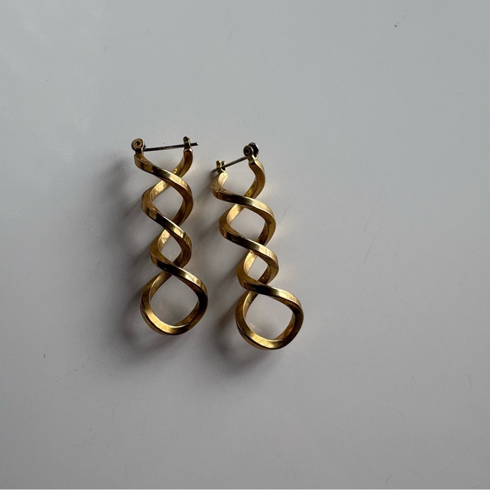 Gold Spiral Earrings - Picture 2 of 2